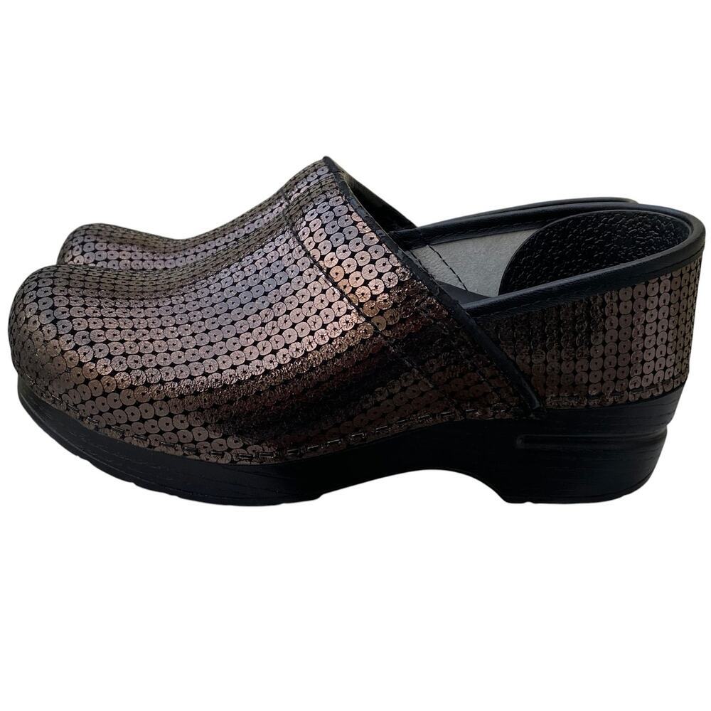 Dansko Professional Clogs EU 35 US 5 Metallic Bronze Sequined Nurse Comfort Shoe - Picture 4 of 15